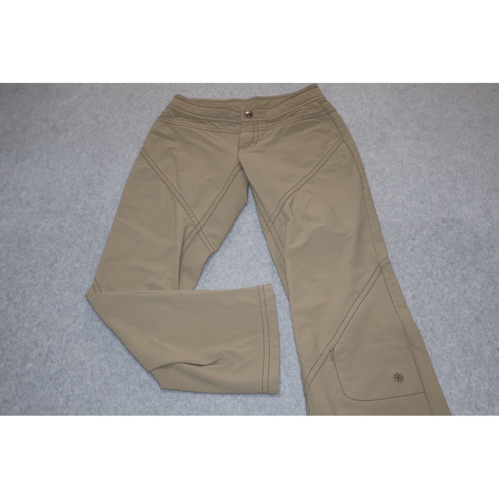 Athleta Pants Women 2P Petite Tan Hiking Outdoor Straight Leg Zip Ankle